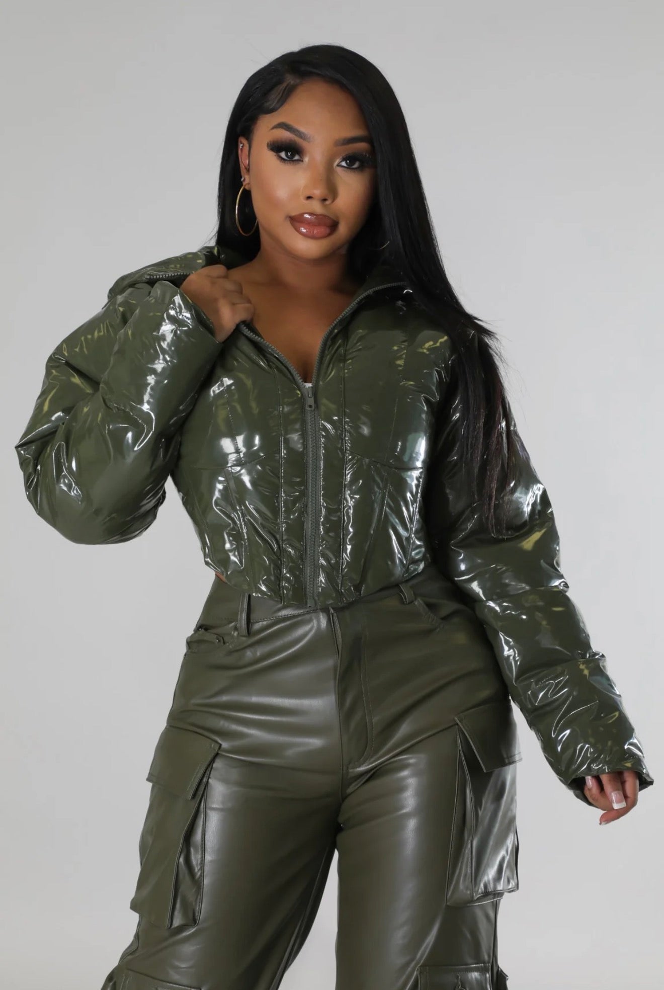 Olive Crop Jacket